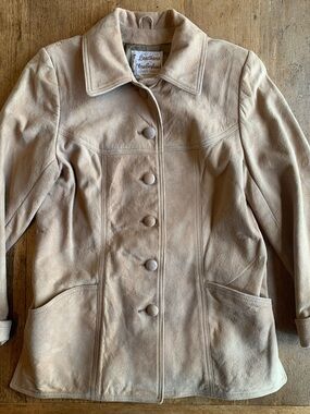 Vintage Tan Suede Button-Front Jacket